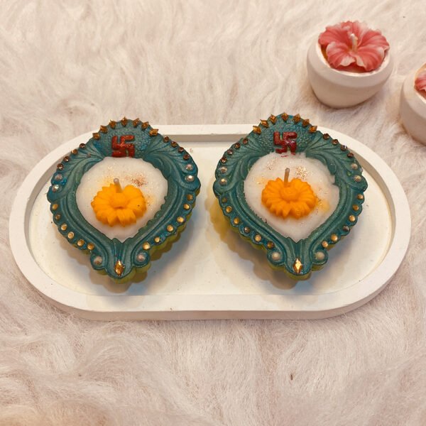 Decorative Soy Wax Mitti Diya – Floral Design