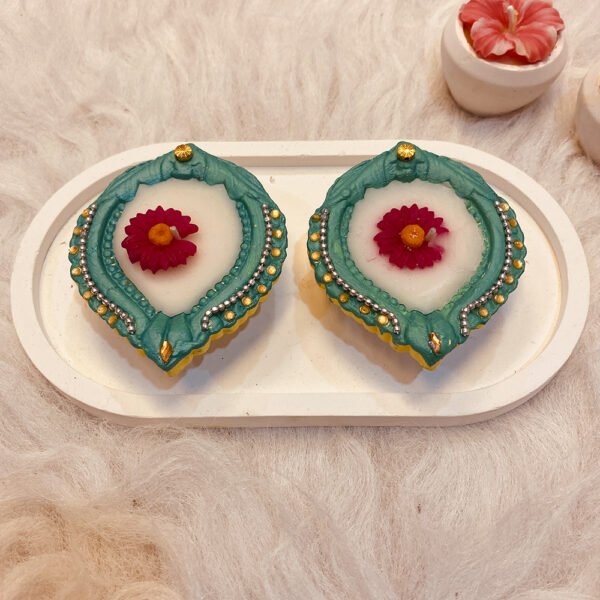 Decorative Soy Wax Mitti Diya – Floral Design
