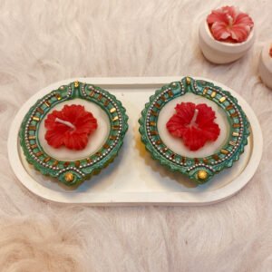 WC 47 Decorative Soy Wax Mitti Diya – Floral Design
