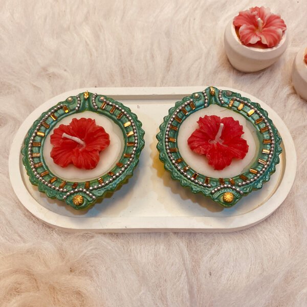 Decorative Soy Wax Mitti Diya – Floral Design