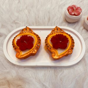Decorative Soy Wax Mitti Diya – Floral Design